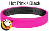 Hot Pink/ Black rubber bracelet