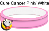 Pink (cure cancer pink)/White rubber bracelet